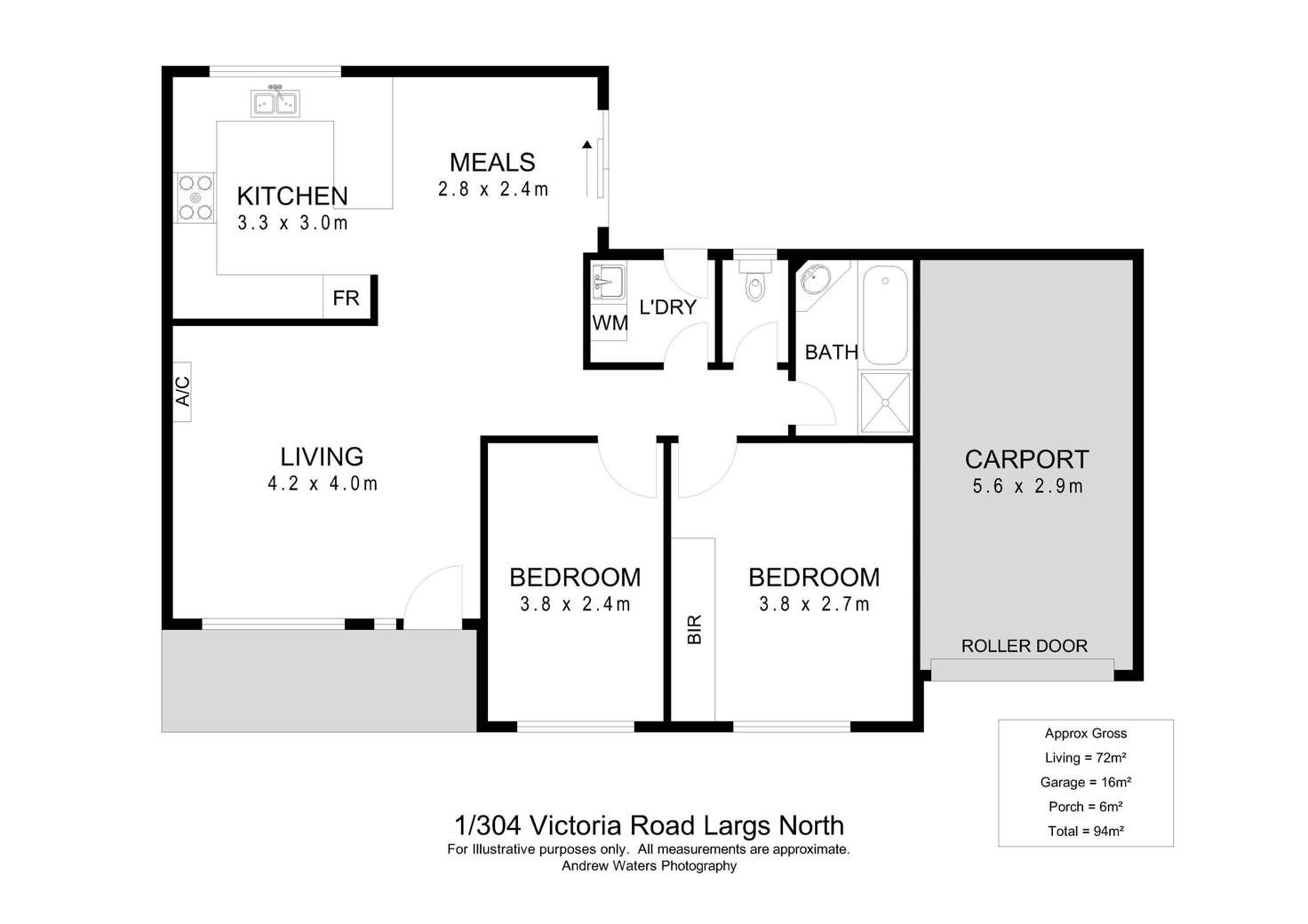 Floorplan of Homely unit listing, 1/304 Victoria Road, Largs North SA 5016