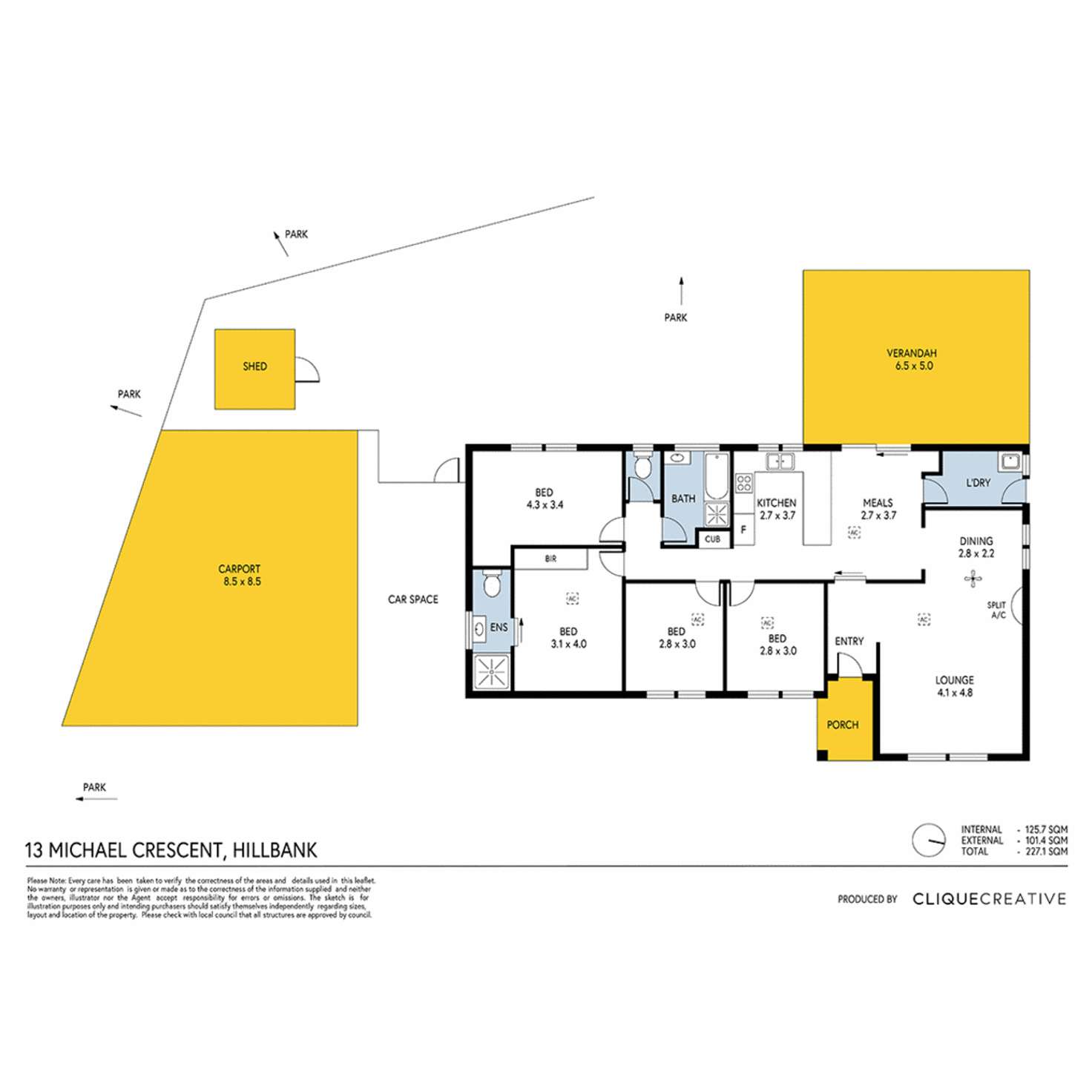 Floorplan of Homely house listing, 13 Michael Crescent, Hillbank SA 5112