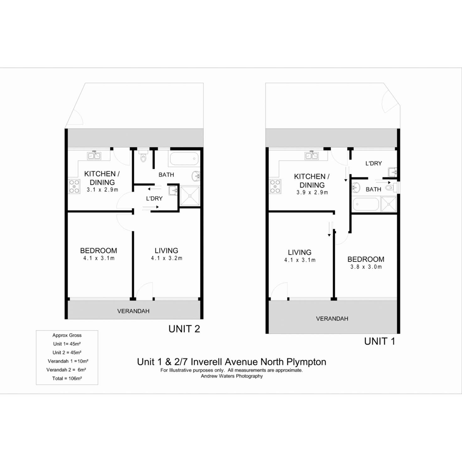 Floorplan of Homely unit listing, 1 & 2/7 Inverell Avenue, North Plympton SA 5037