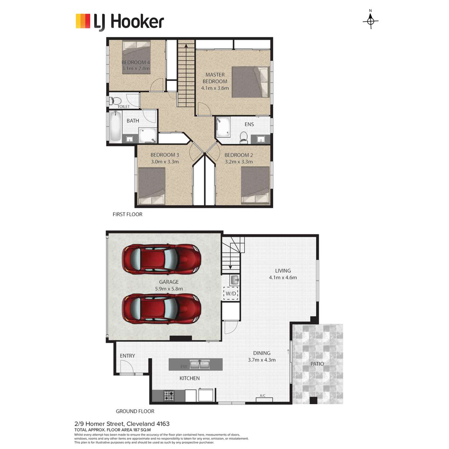 Floorplan of Homely townhouse listing, 2/9 Homer Street, Cleveland QLD 4163