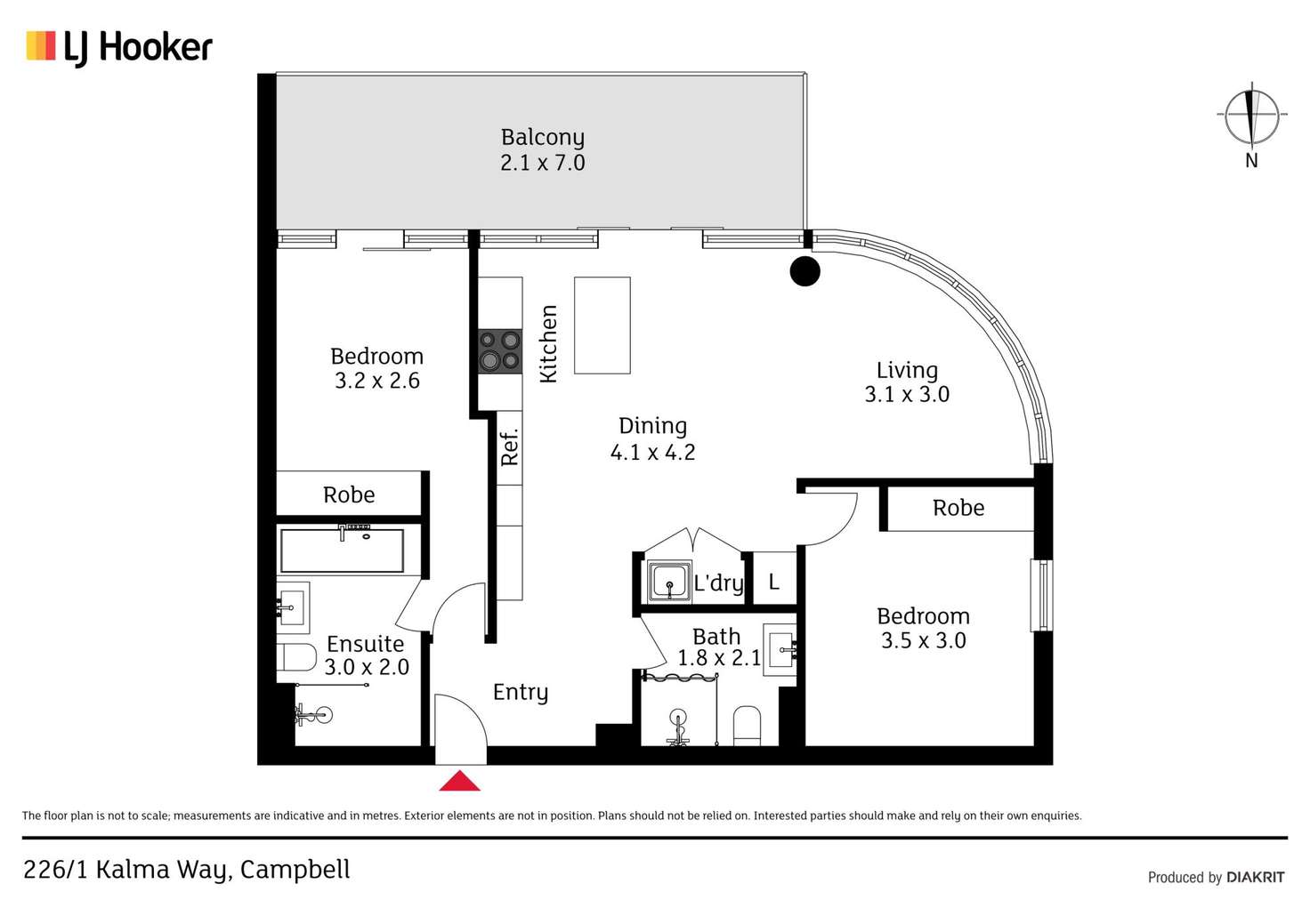 Floorplan of Homely apartment listing, 226/1 Kalma Way, Campbell ACT 2612