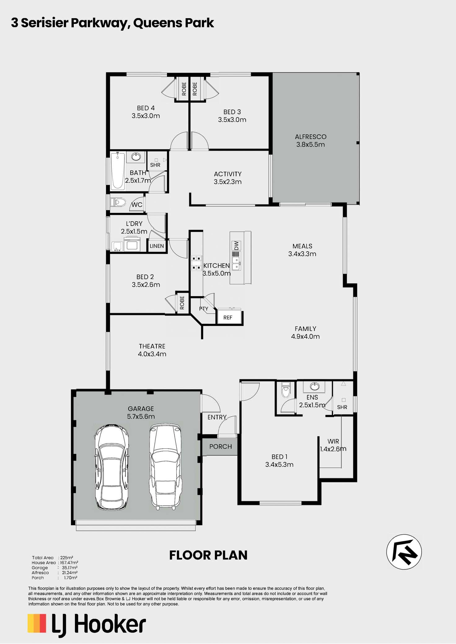 Floorplan of Homely house listing, 3 Serisier Parkway, Queens Park WA 6107