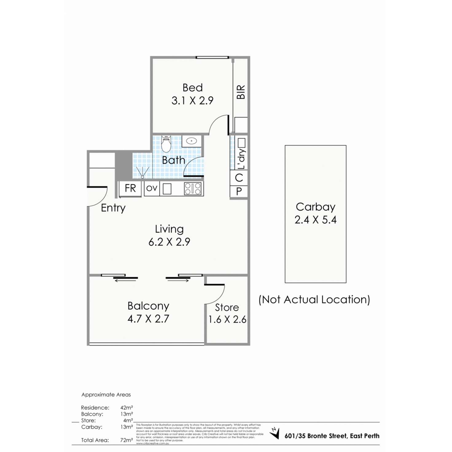 Floorplan of Homely apartment listing, 601/35 Bronte Street, East Perth WA 6004