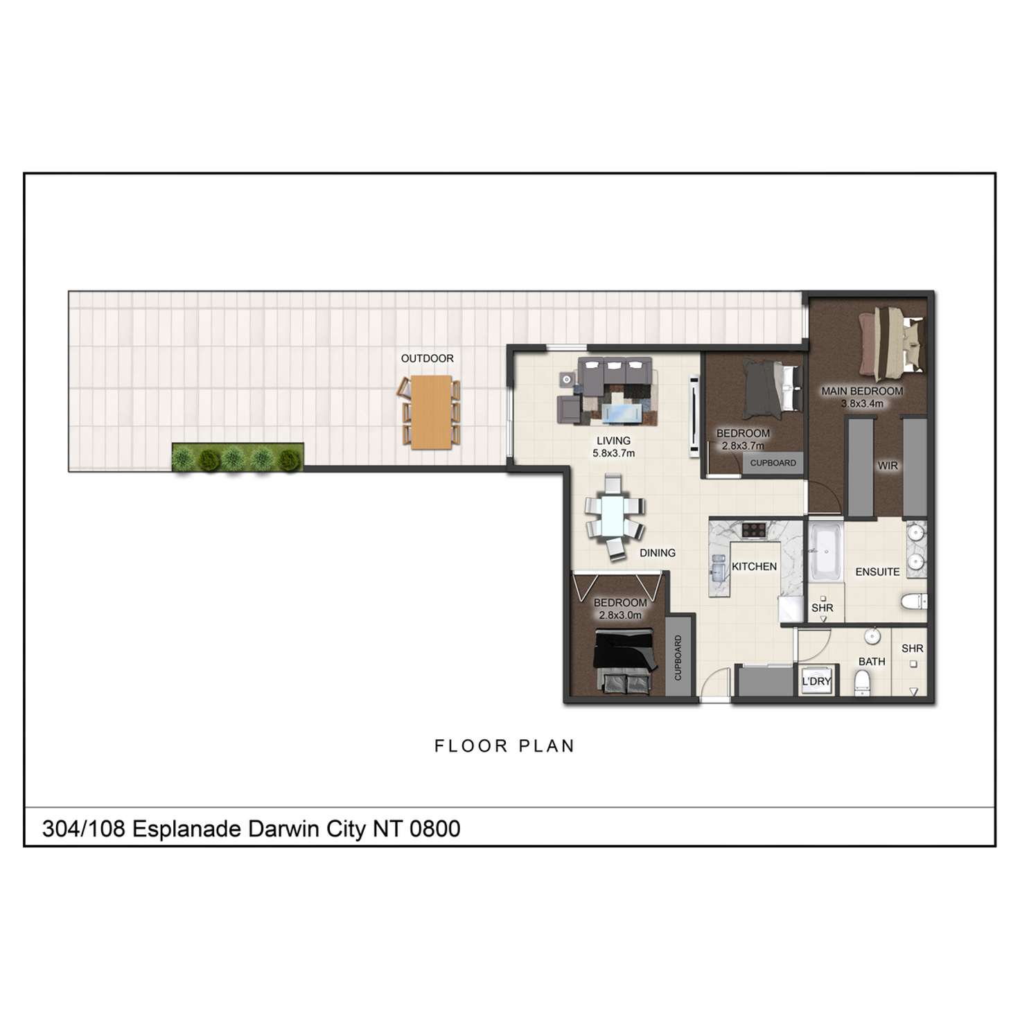 Floorplan of Homely apartment listing, 304/102 Esplanade, Darwin City NT 800