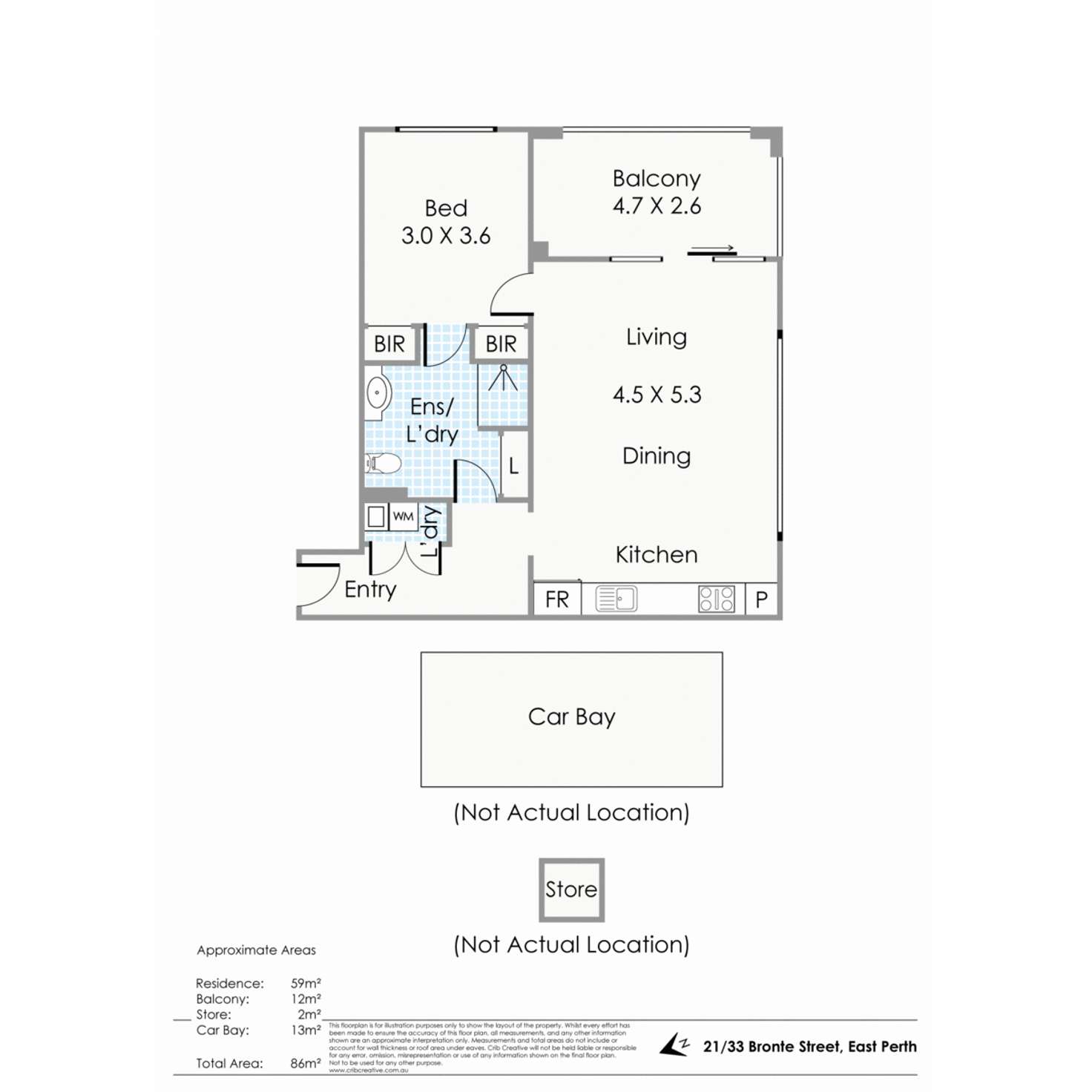 Floorplan of Homely apartment listing, 21/33 Bronte Street, East Perth WA 6004