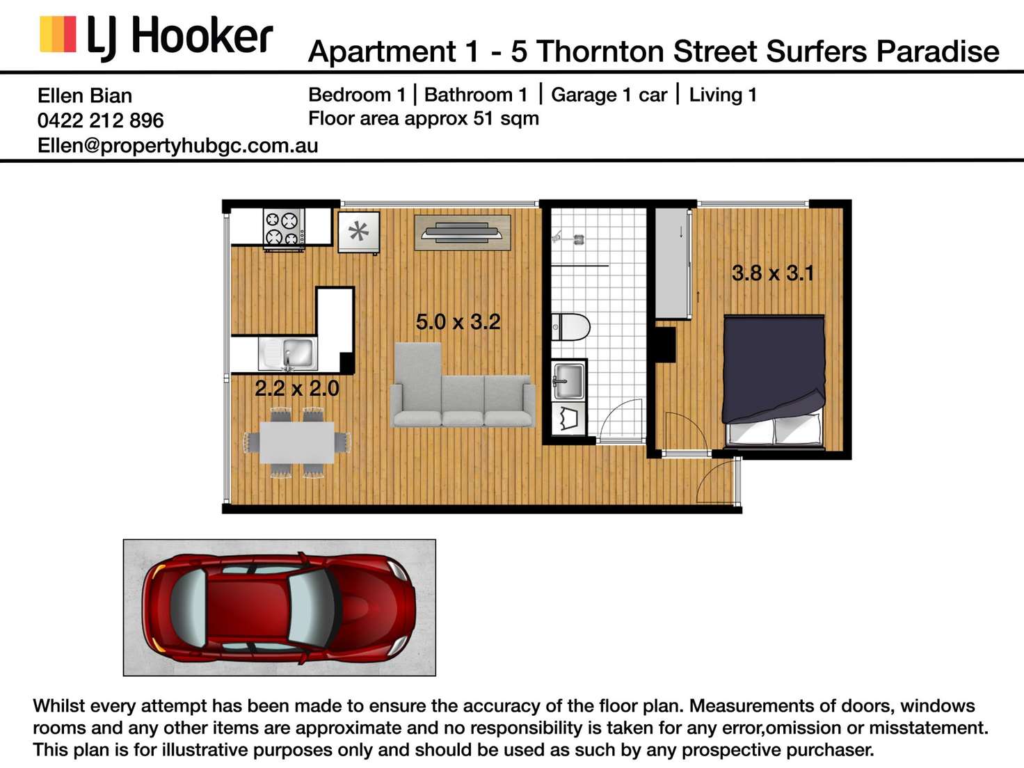 Floorplan of Homely unit listing, 1/5 Thornton Street, Surfers Paradise QLD 4217