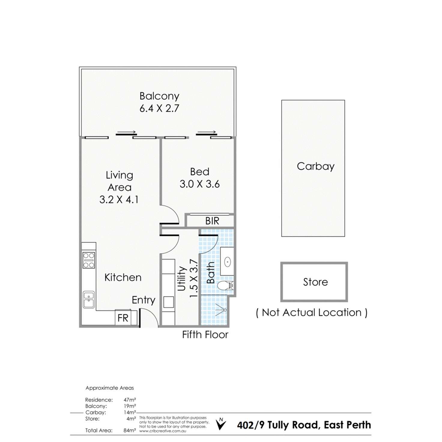 Floorplan of Homely apartment listing, 402/9 Tully Road, East Perth WA 6004