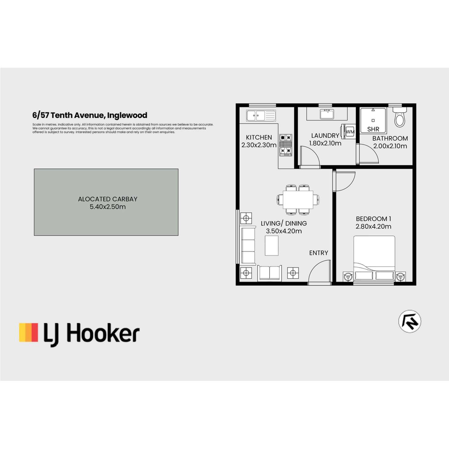 Floorplan of Homely unit listing, 6/57 Tenth Avenue, Inglewood WA 6052