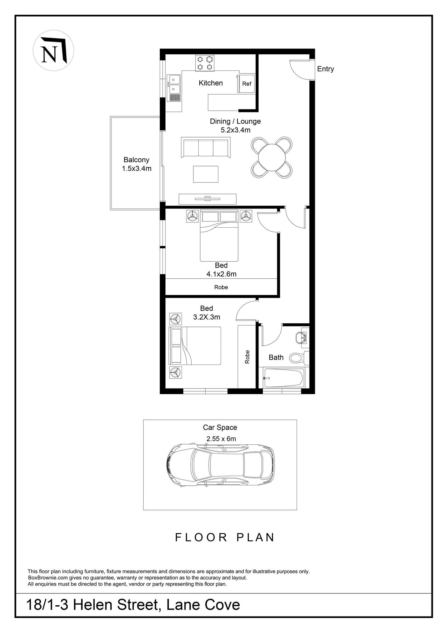 Floorplan of Homely apartment listing, 18/1-3 Helen Street, Lane Cove NSW 2066