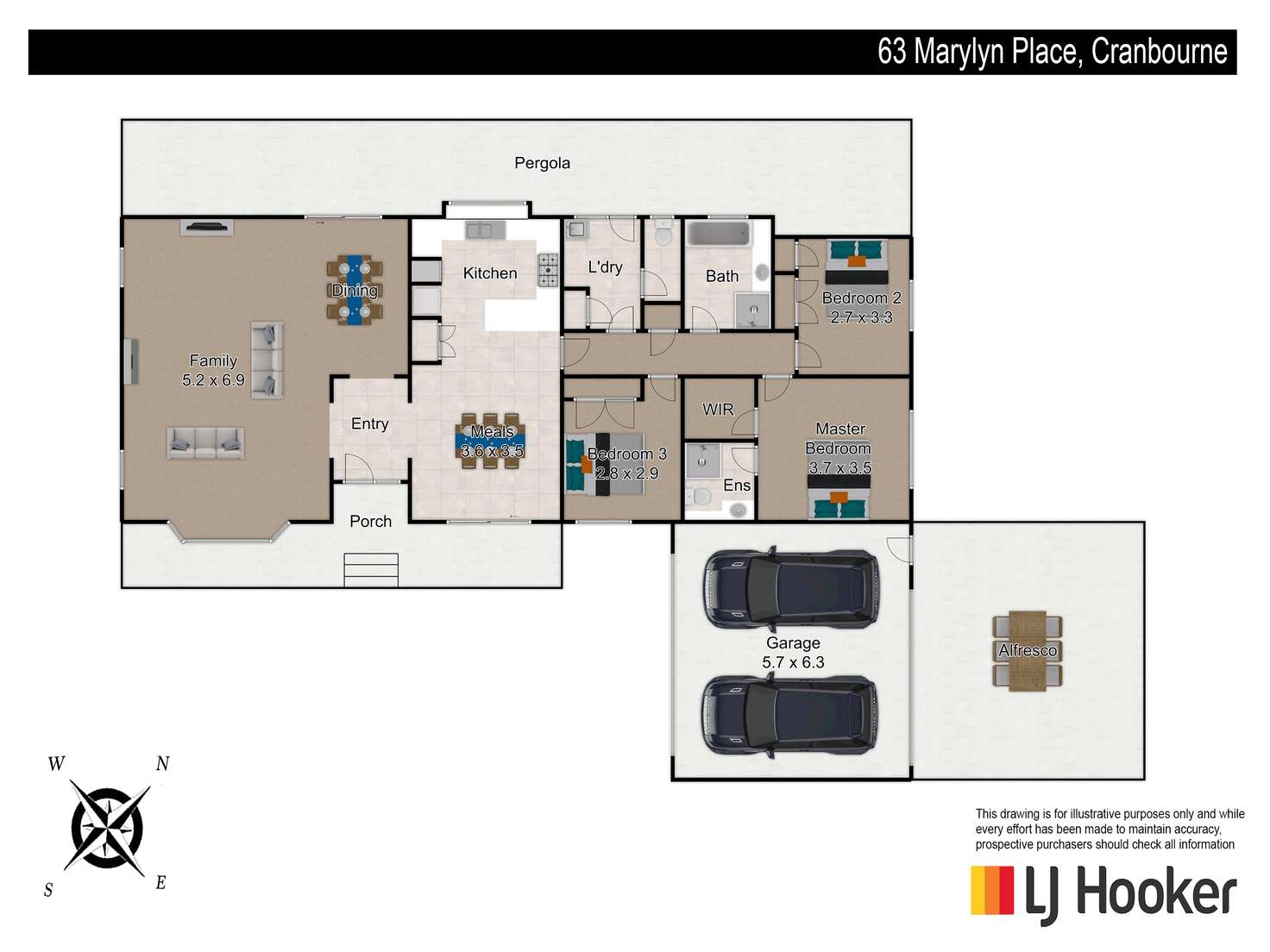 Floorplan of Homely house listing, 63 Marylyn Place, Cranbourne VIC 3977