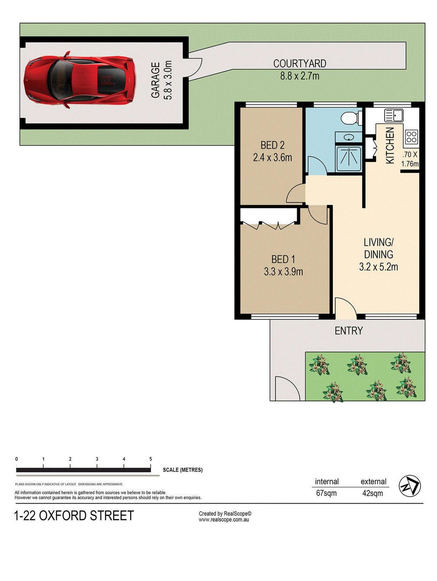Floorplan of Homely unit listing, 1/22 Oxford Street, Woolloongabba QLD 4102