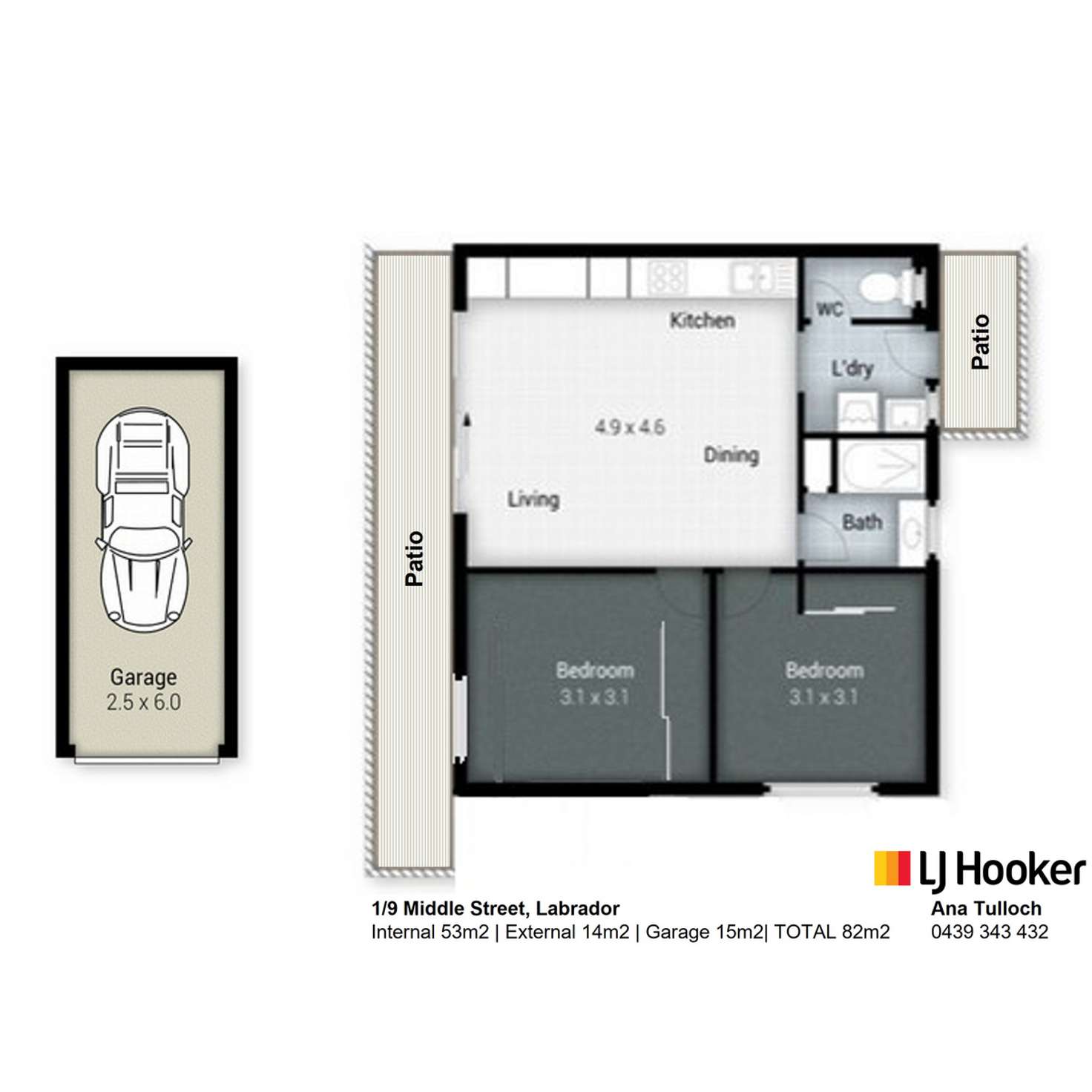 Floorplan of Homely unit listing, 1/9 Middle Street, Labrador QLD 4215