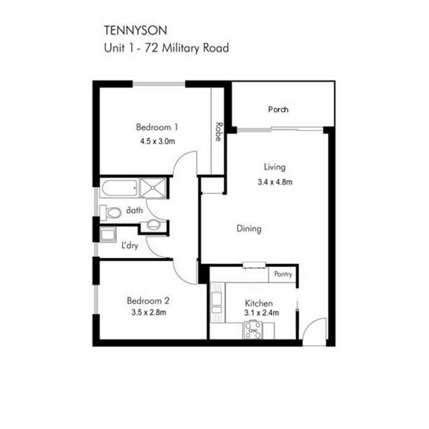 Floorplan of Homely unit listing, 1/72 Military Road, Tennyson SA 5022