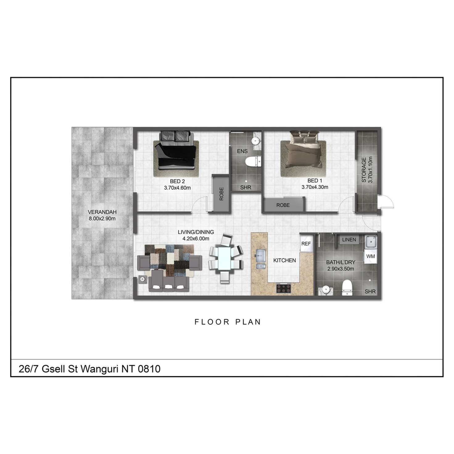 Floorplan of Homely apartment listing, 26/7 Gsell Street, Casuarina NT 810