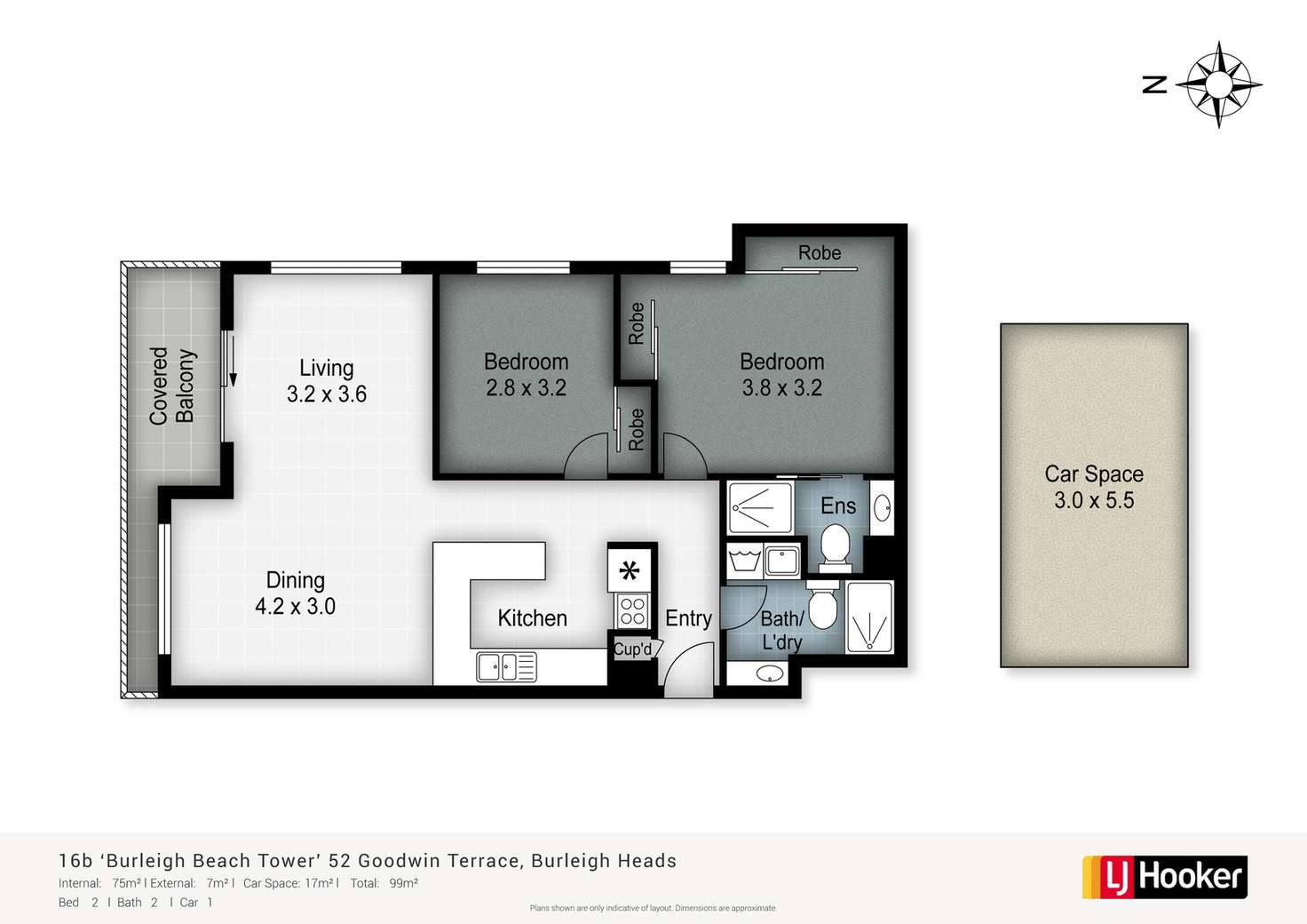 Floorplan of Homely unit listing, 16B/52 Goodwin Terrace, Burleigh Heads QLD 4220