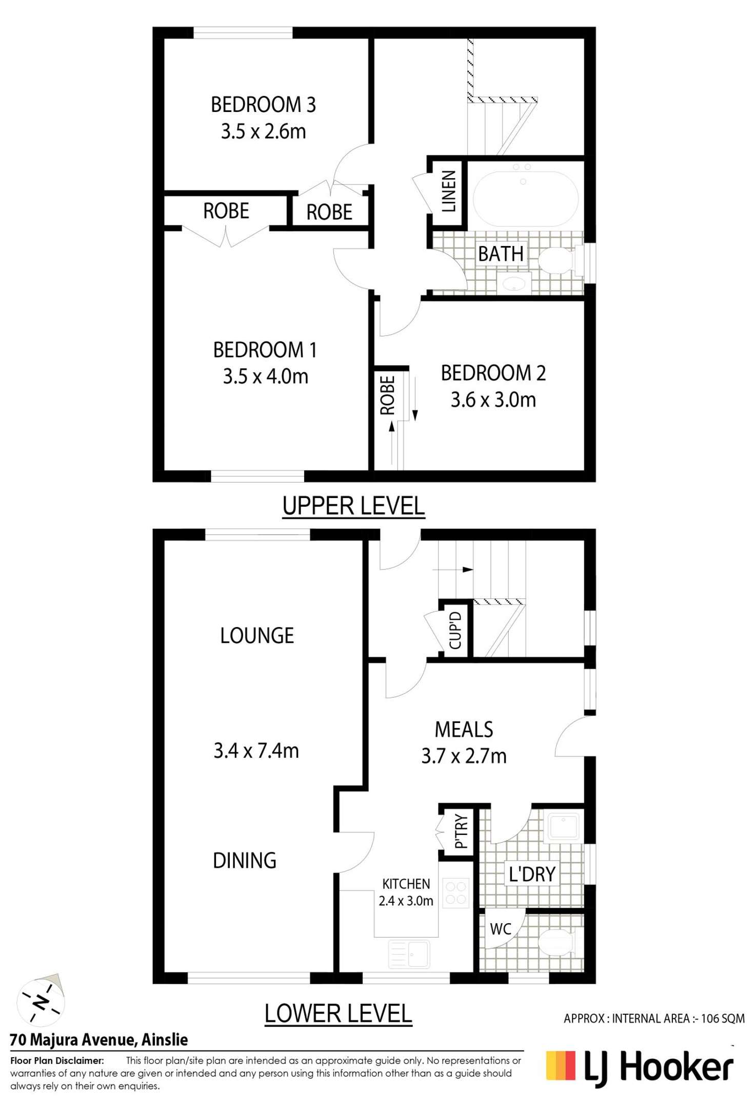Floorplan of Homely semiDetached listing, 70 Majura Avenue, Ainslie ACT 2602