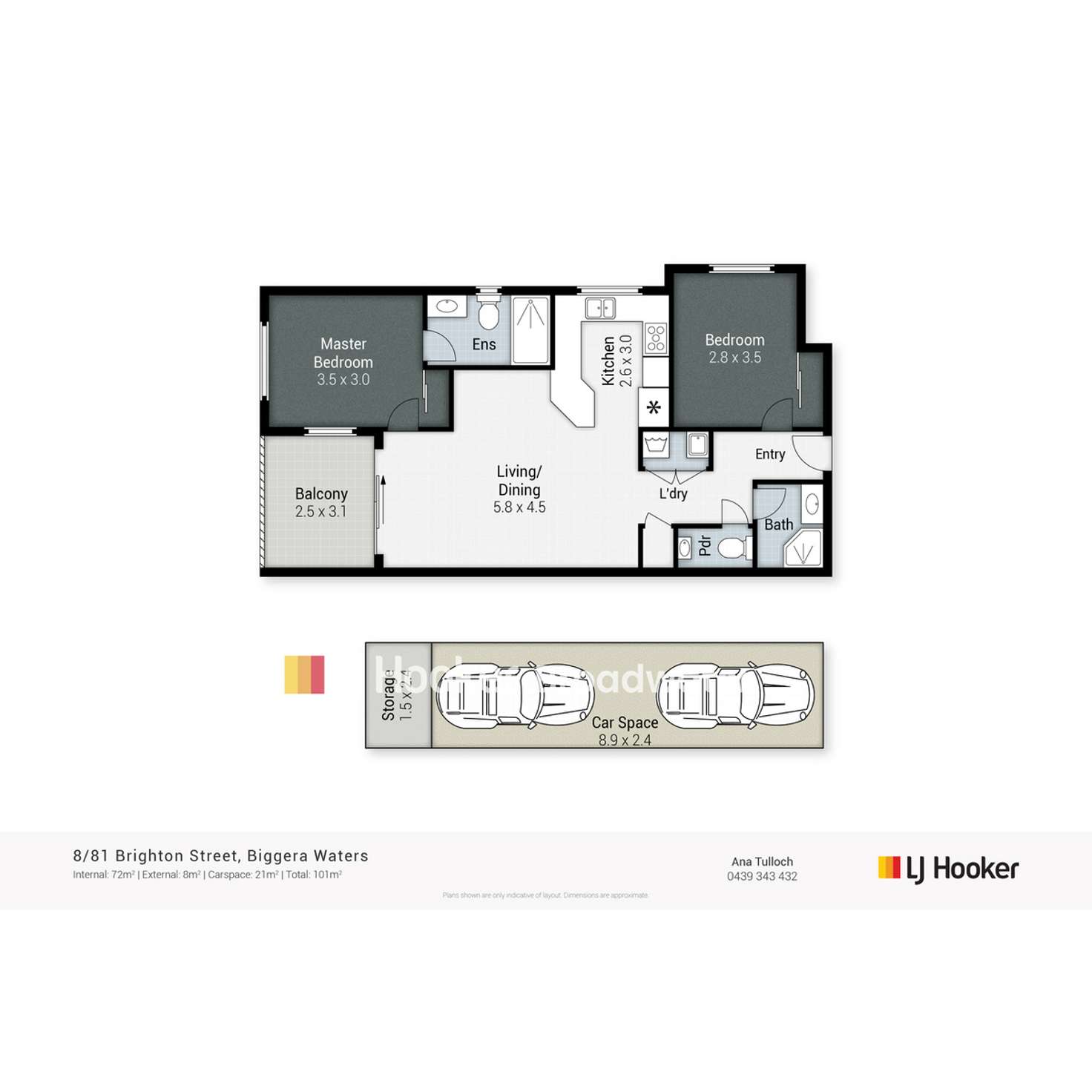 Floorplan of Homely unit listing, 8/81 Brighton Street, Biggera Waters QLD 4216