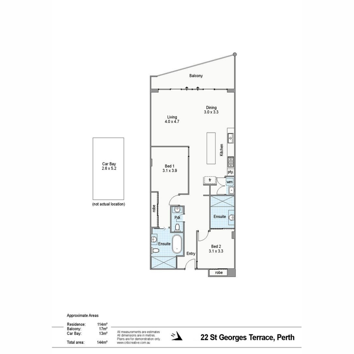 Floorplan of Homely apartment listing, 46/22 St Georges Terrace, Perth WA 6000