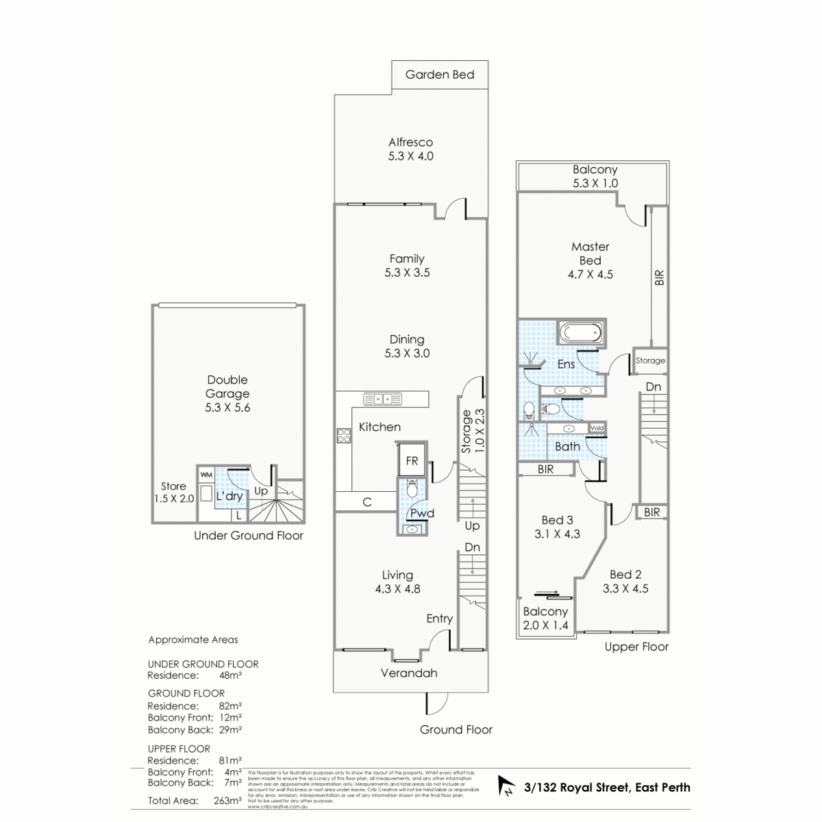 Floorplan of Homely townhouse listing, 3/132 Royal Street, East Perth WA 6004