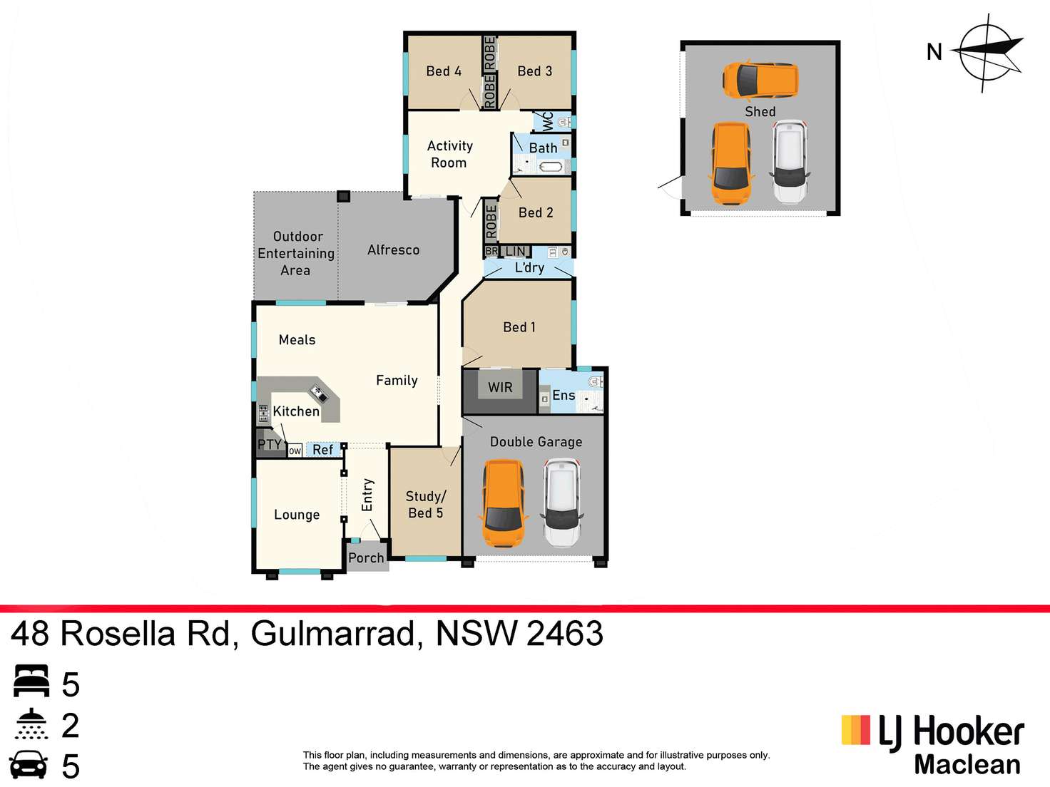 Floorplan of Homely acreageSemiRural listing, 48 Rosella Road, Gulmarrad NSW 2463