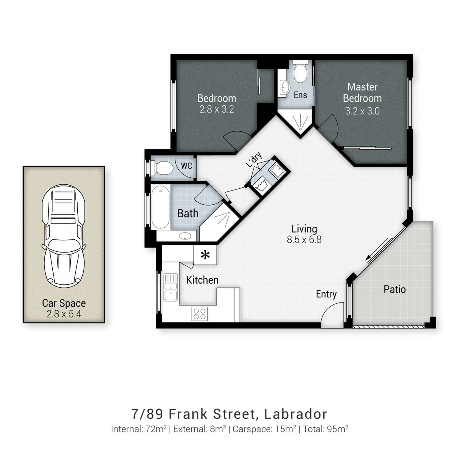 Floorplan of Homely unit listing, 7/89 Frank Street, Labrador QLD 4215