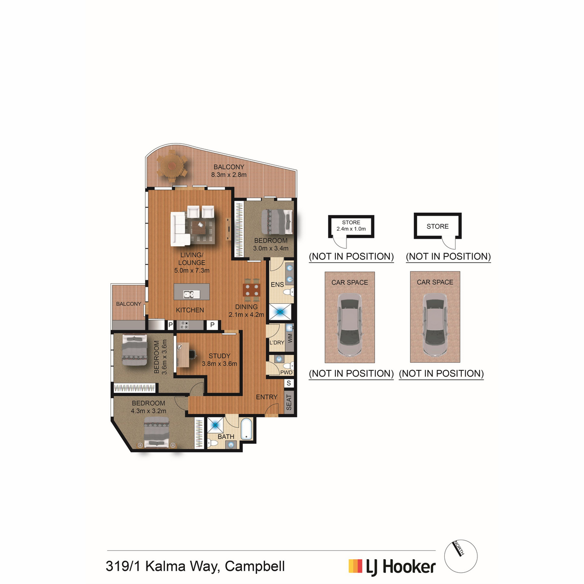 Floorplan of Homely apartment listing, 319/1 Kalma Way, Campbell ACT 2612