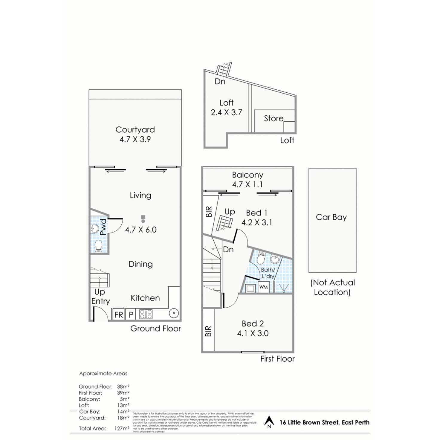 Floorplan of Homely townhouse listing, 16 Little Brown Street, East Perth WA 6004