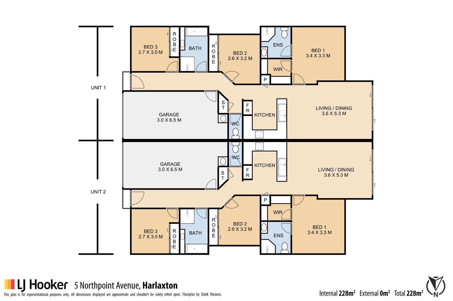 Floorplan of Homely unit listing, 1 & 2/5 Northpoint Crescent, Harlaxton QLD 4350