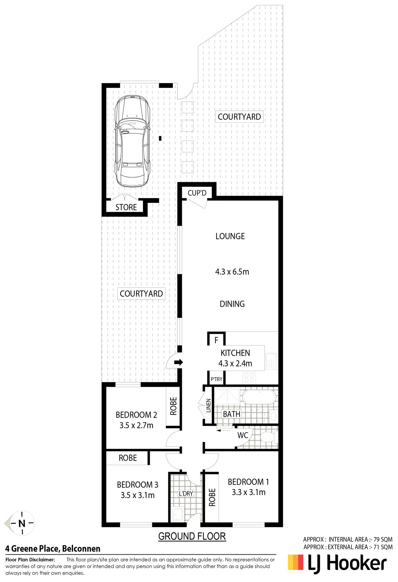 Floorplan of Homely townhouse listing, 4 Greene Place, Belconnen ACT 2617