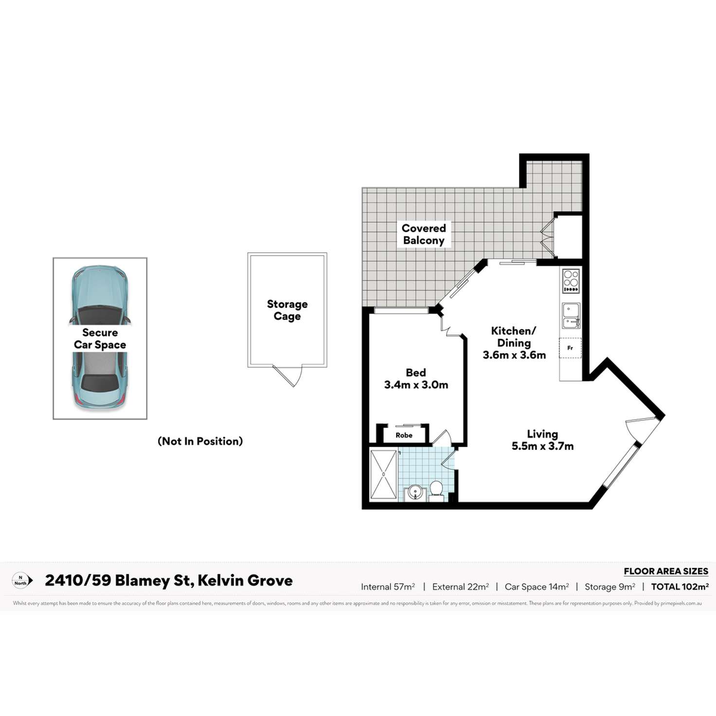 Floorplan of Homely apartment listing, 2410/59 Blamey Street, Kelvin Grove QLD 4059