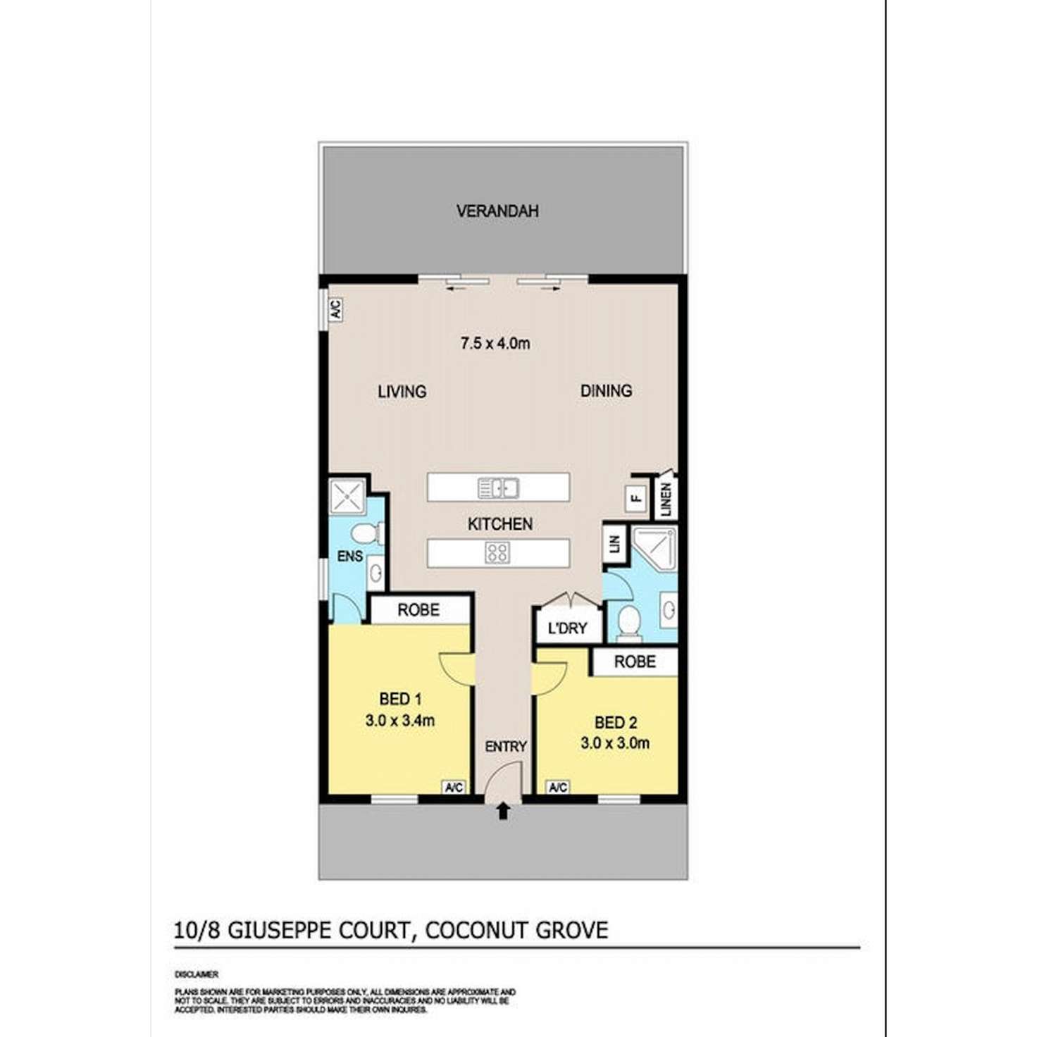 Floorplan of Homely unit listing, 10/8 Giuseppe Court, Coconut Grove NT 810