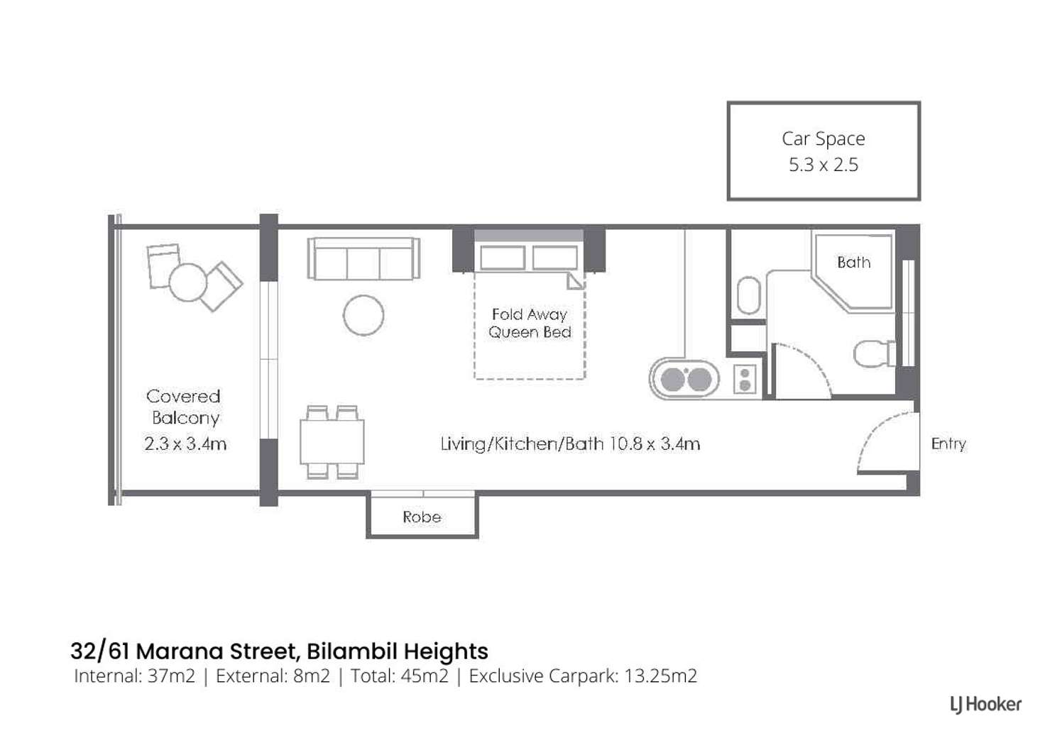 Floorplan of Homely studio listing, 32/61 Marana Street, Bilambil Heights NSW 2486
