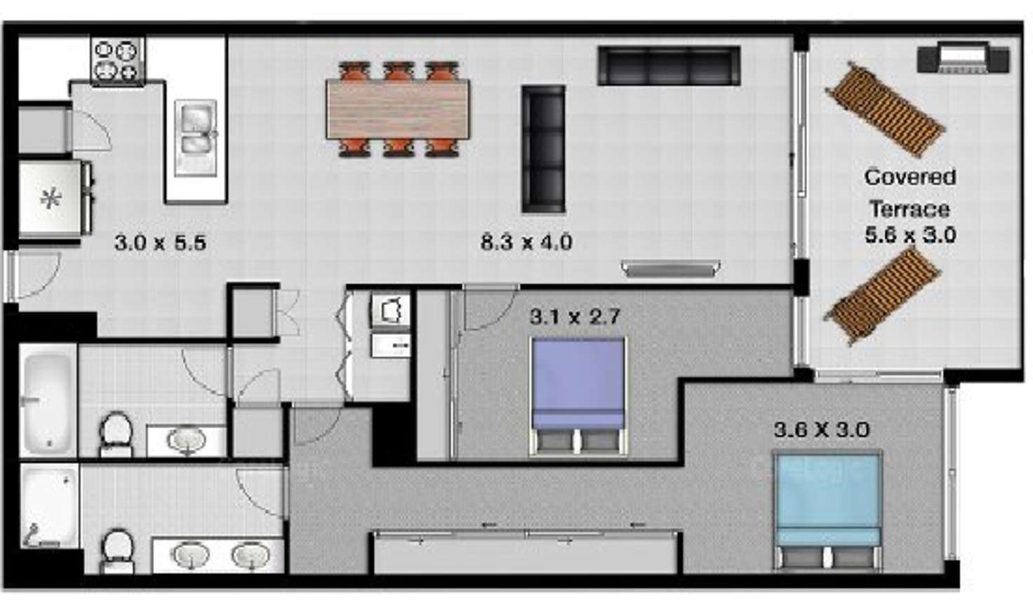 Floorplan of Homely apartment listing, 1411/397 Christine Avenue, Varsity Lakes QLD 4227