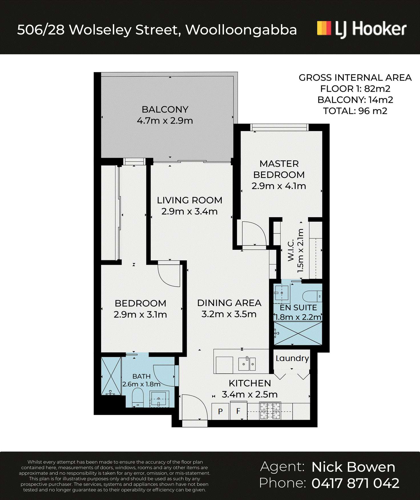 Floorplan of Homely apartment listing, 506/28 Wolseley Street, Woolloongabba QLD 4102