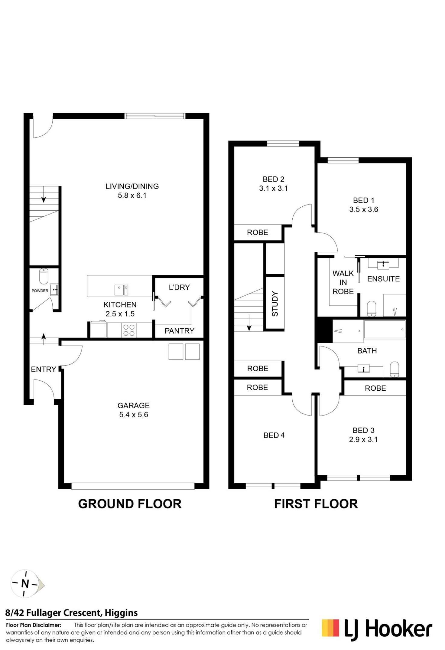 Floorplan of Homely townhouse listing, 8/42 Fullagar Crescent, Higgins ACT 2615