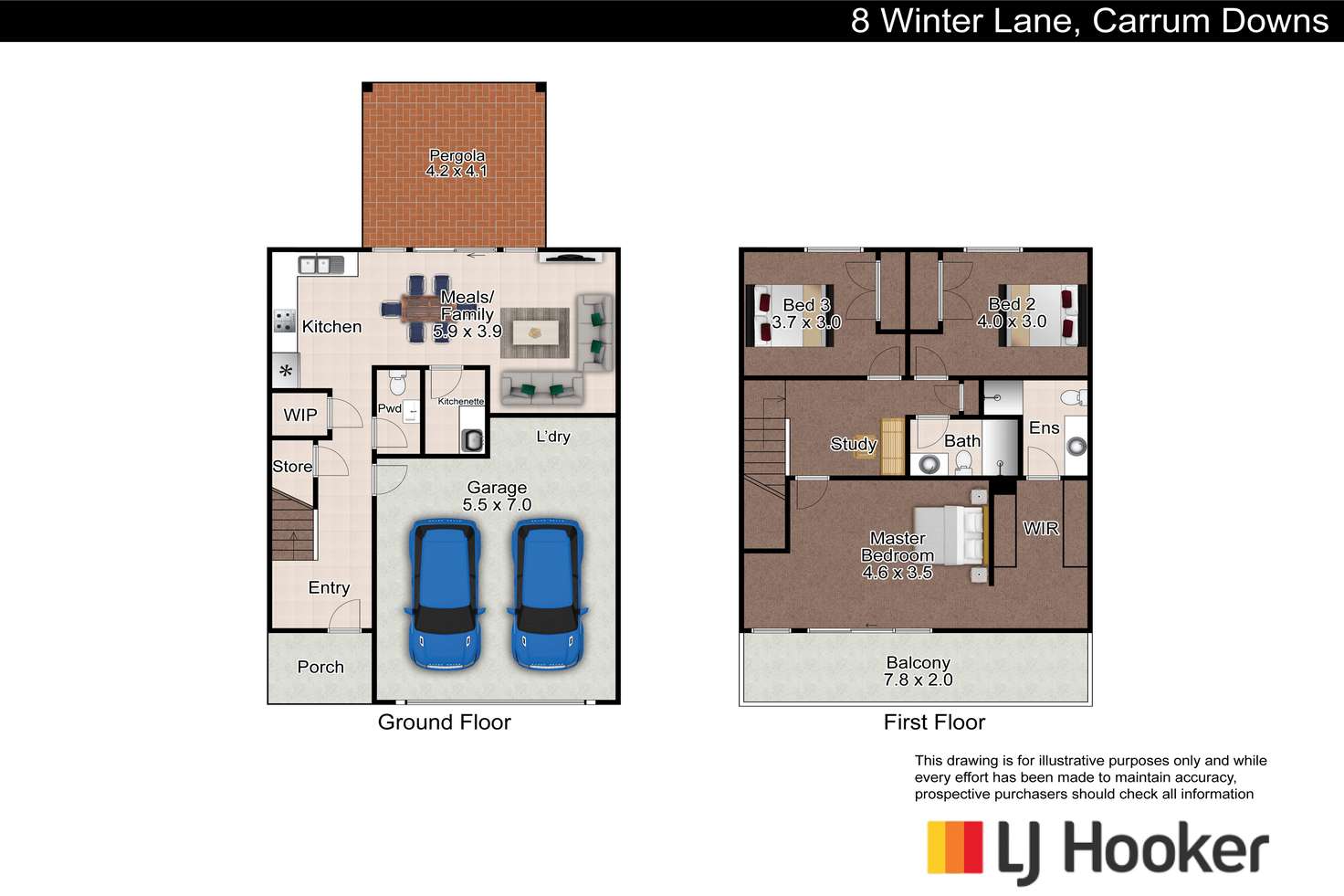 Floorplan of Homely townhouse listing, 8 Winter Lane, Carrum Downs VIC 3201