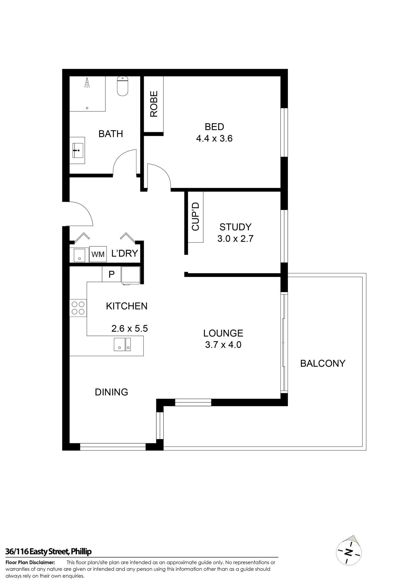 Floorplan of Homely apartment listing, 36/116 Easty Street, Phillip ACT 2606