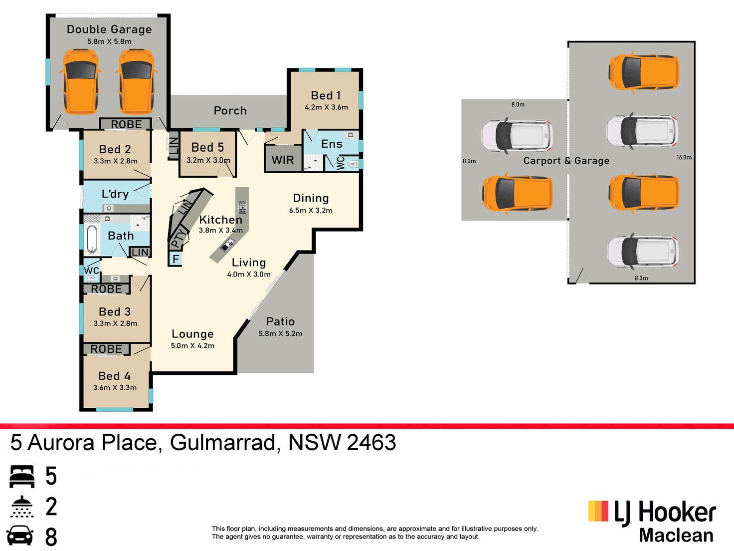 Floorplan of Homely house listing, 5 Aurora Place, Gulmarrad NSW 2463