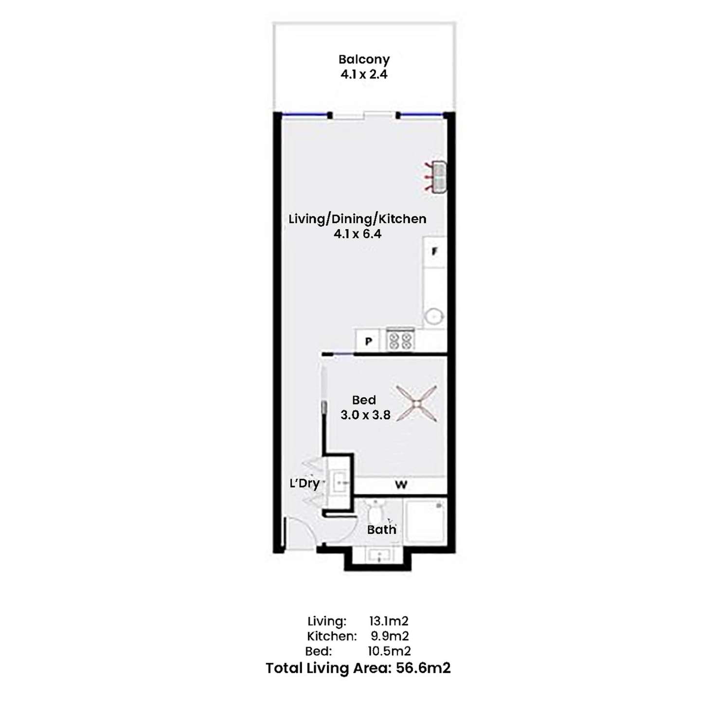 Floorplan of Homely apartment listing, 315/2-6 Pilla Avenue, New Port SA 5015