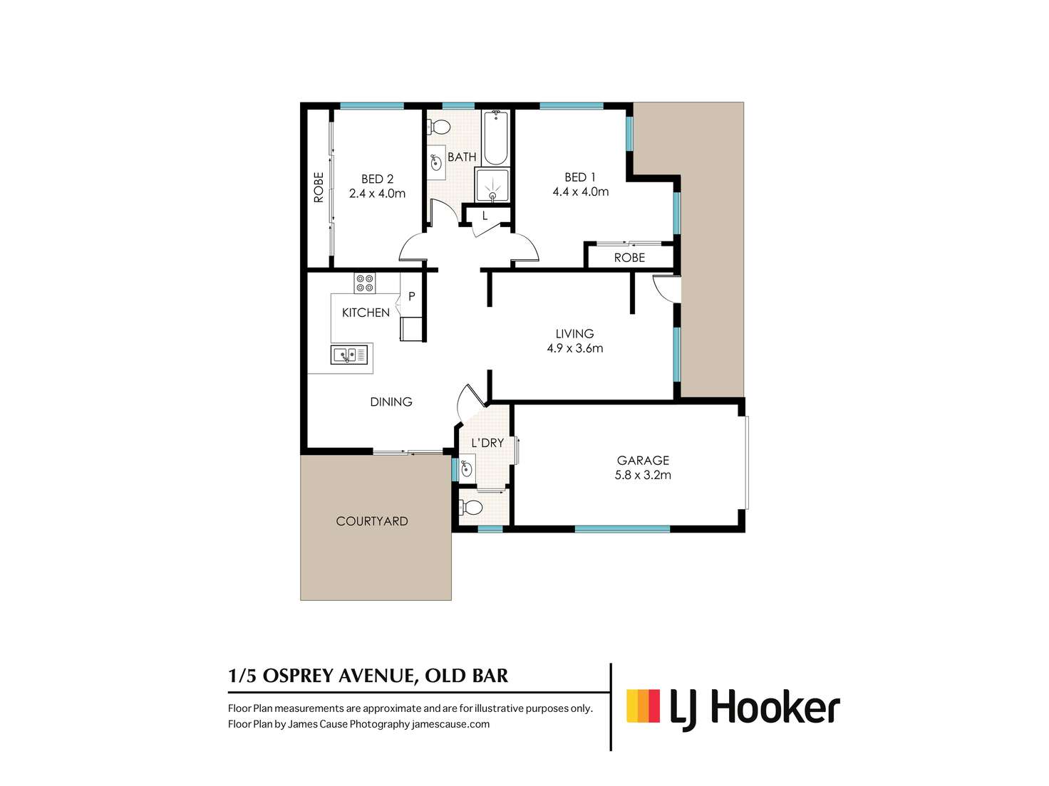 Floorplan of Homely semiDetached listing, 1/5 Osprey Avenue, Old Bar NSW 2430