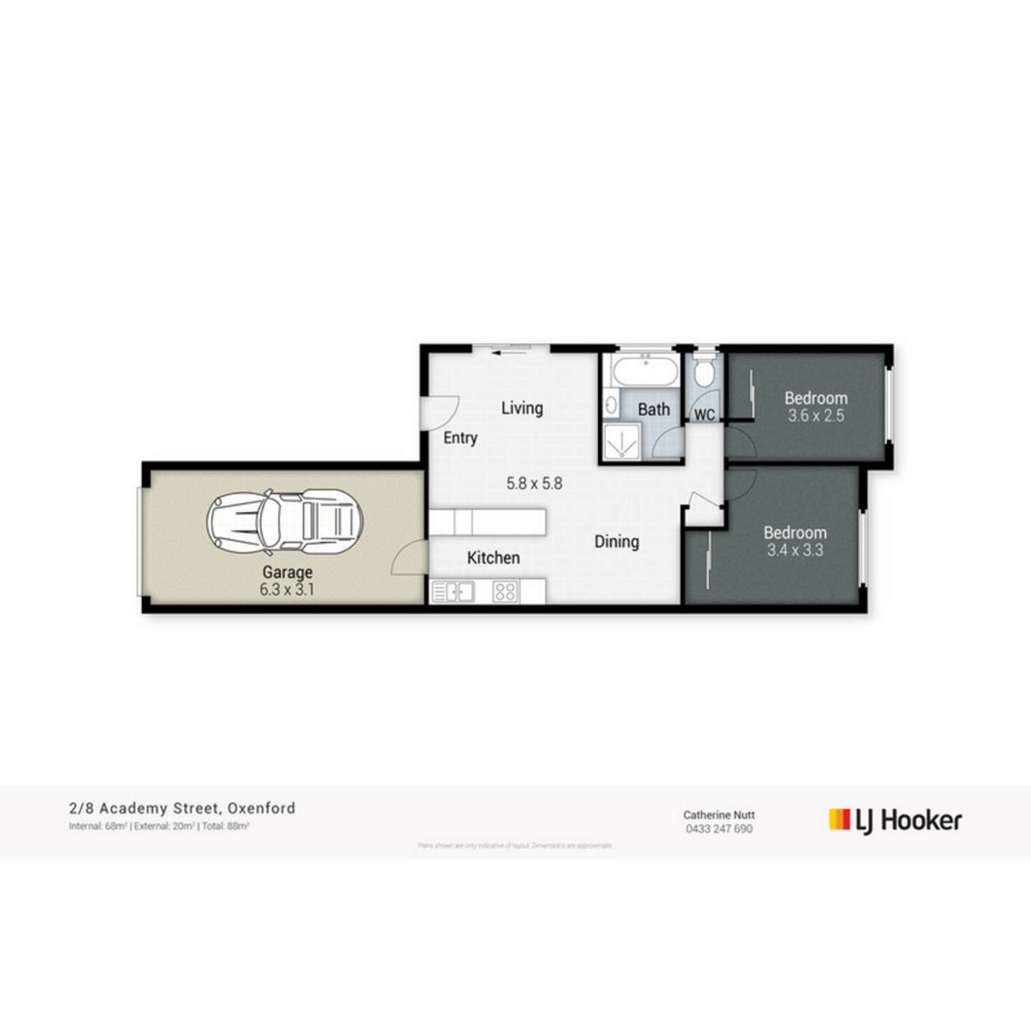 Floorplan of Homely semiDetached listing, 2/8 Academy Street, Oxenford QLD 4210