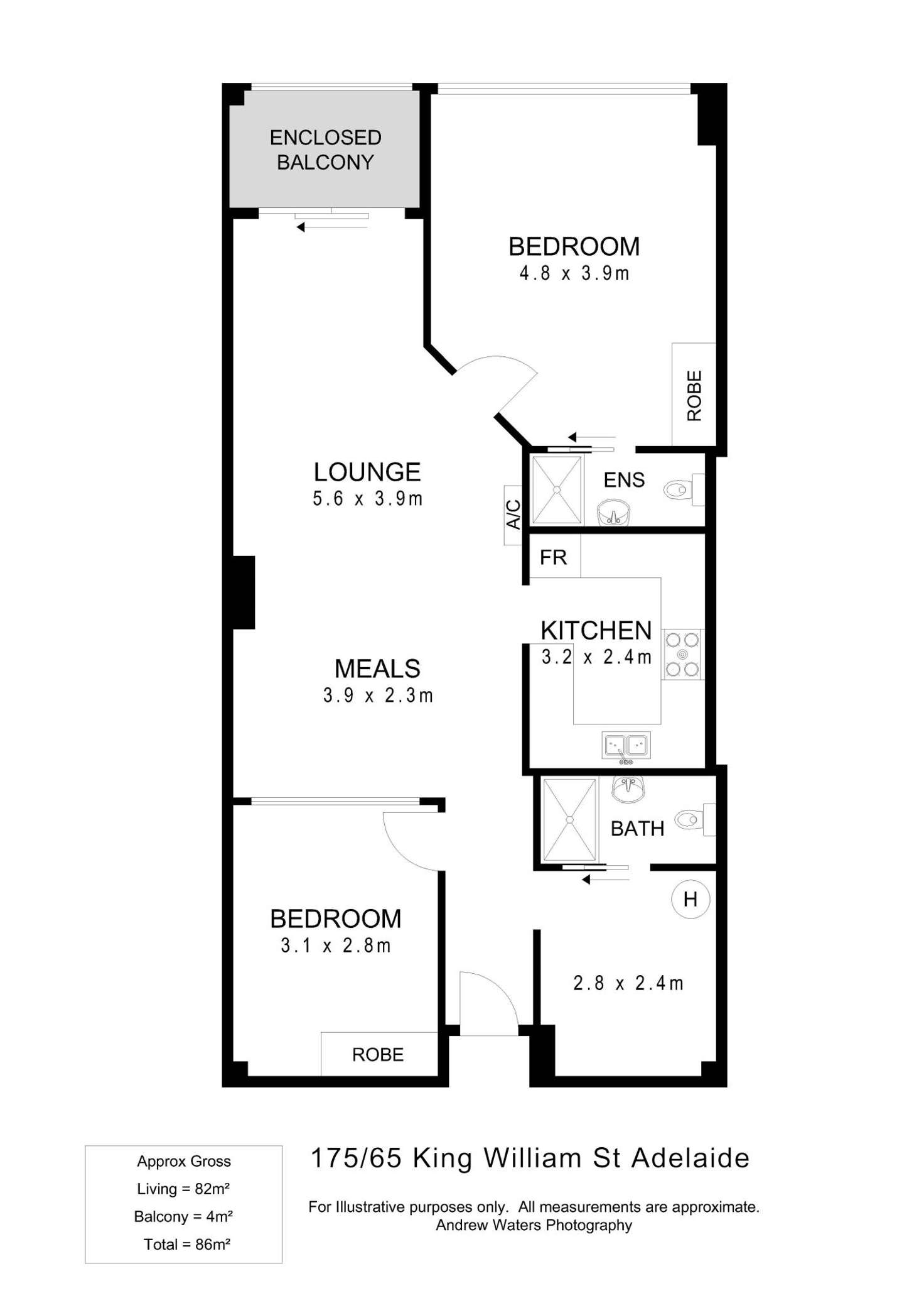 Floorplan of Homely apartment listing, 175/65 King William Street, Adelaide SA 5000