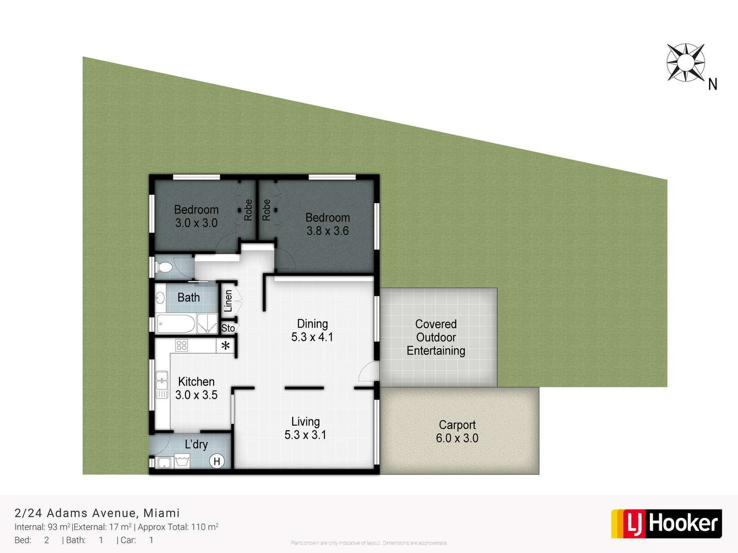 Floorplan of Homely semiDetached listing, 2/24 Adams Avenue, Miami QLD 4220