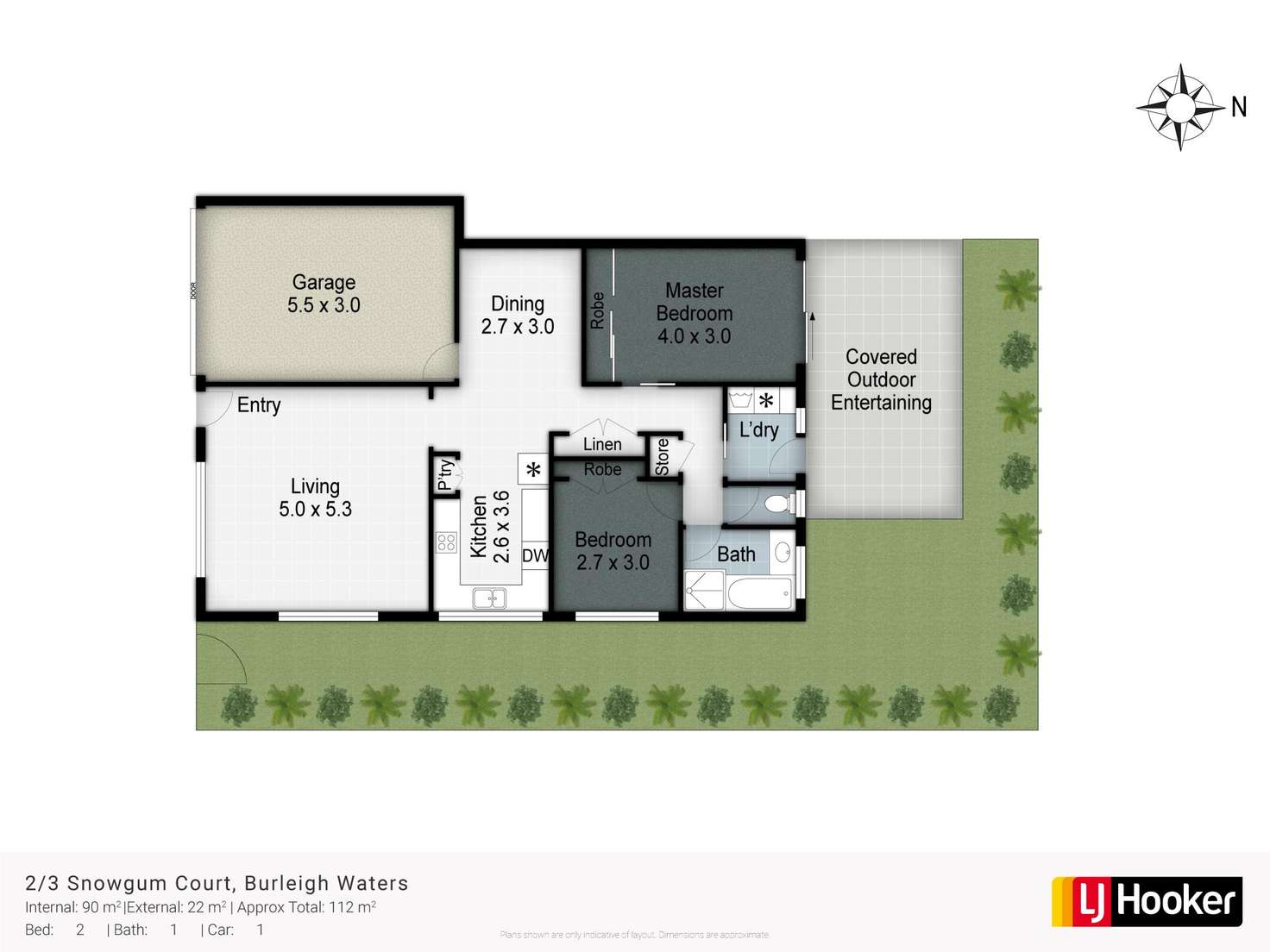 Floorplan of Homely semiDetached listing, 2/3 Snowgum Court, Burleigh Waters QLD 4220
