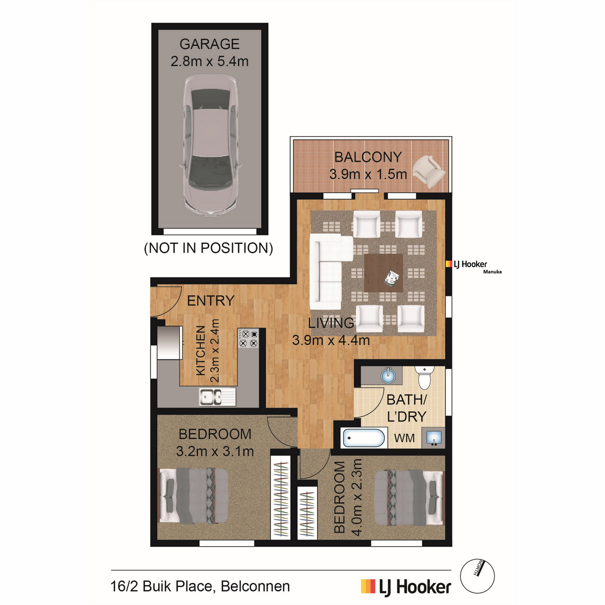 Floorplan of Homely unit listing, 16/2 Buik Place, Belconnen ACT 2617