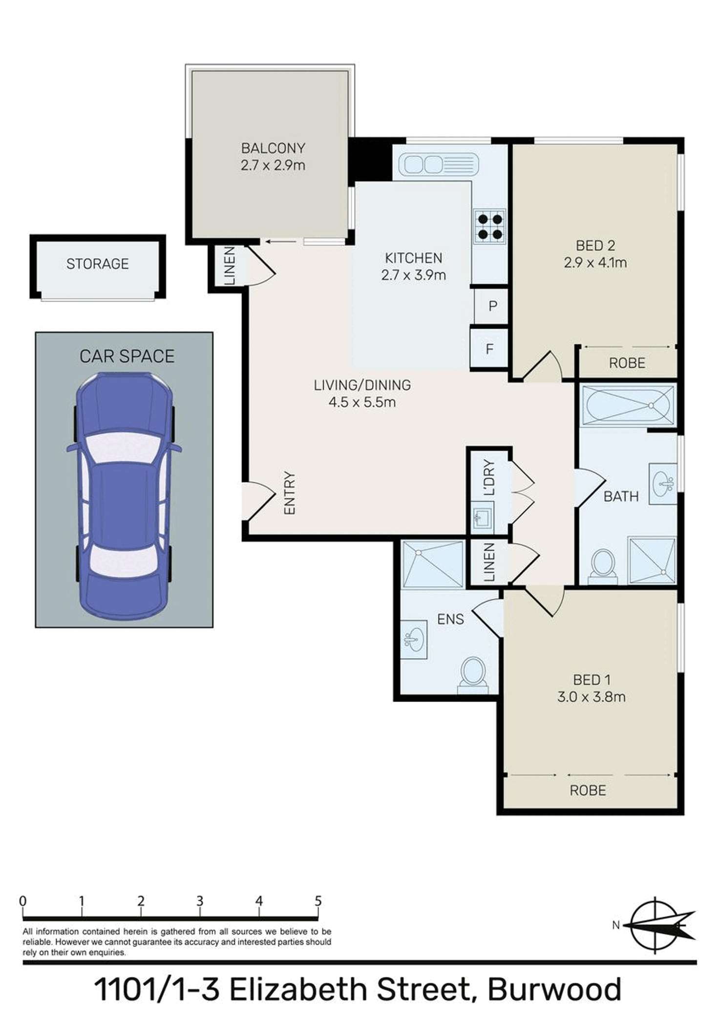 Floorplan of Homely unit listing, 1101/1-3 Elizabeth Street, Burwood NSW 2134