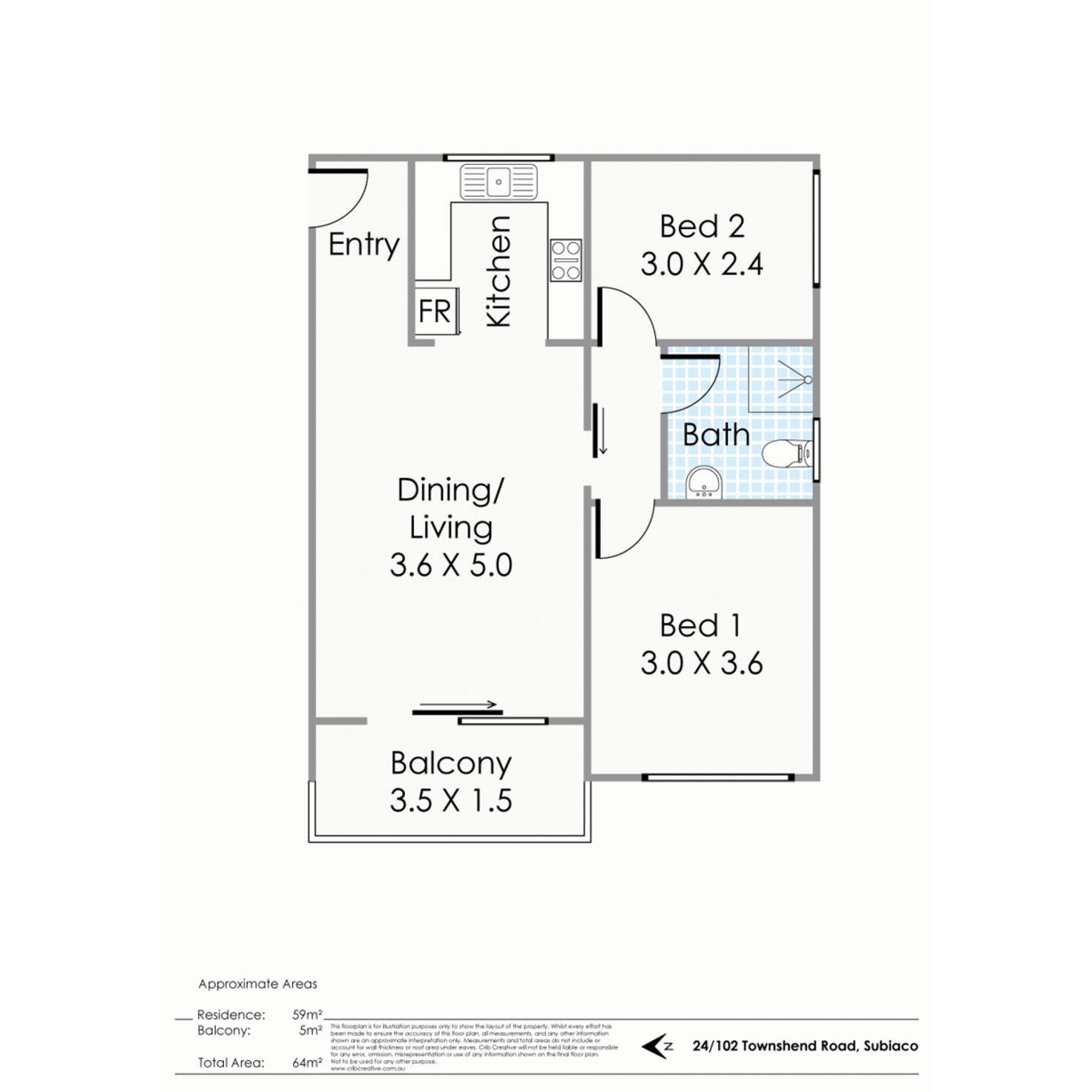 Floorplan of Homely apartment listing, 24/102 Townshend Road, Subiaco WA 6008