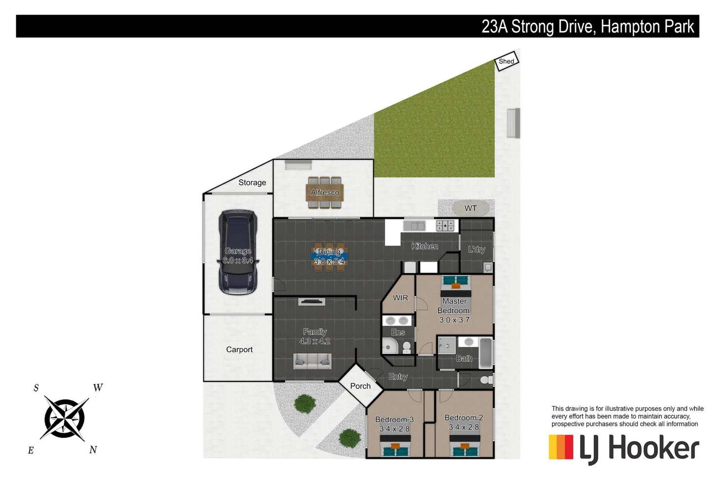 Floorplan of Homely unit listing, 23a Strong Drive, Hampton Park VIC 3976