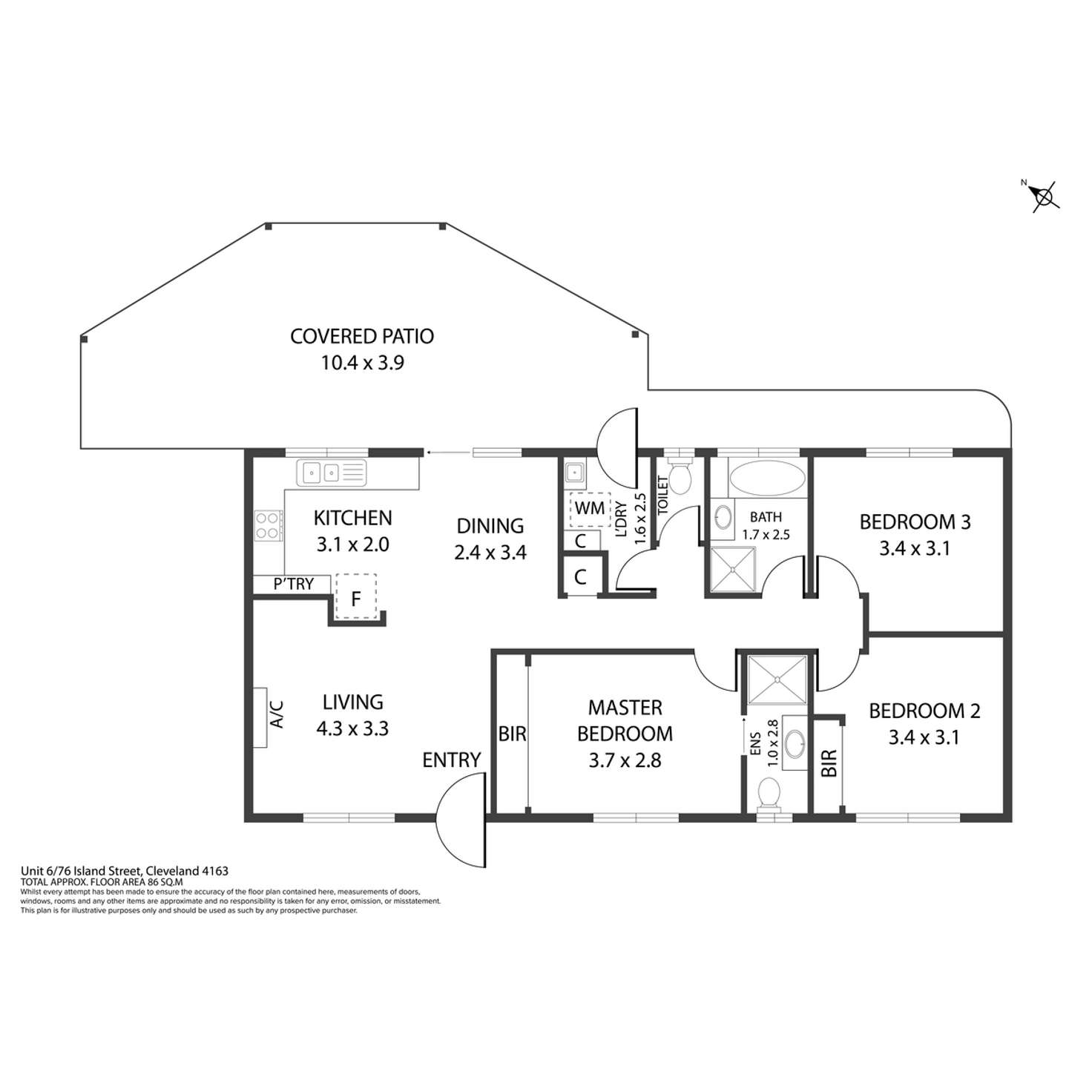 Floorplan of Homely unit listing, 6/76 Island Street, Cleveland QLD 4163