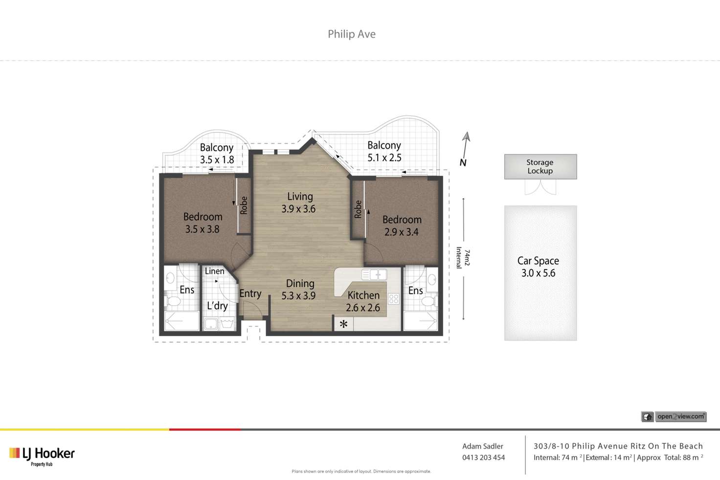 Floorplan of Homely unit listing, 303/8 Philip Avenue, Broadbeach QLD 4218
